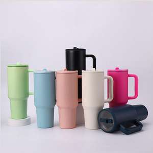 Novo 40 oz aço inoxidável de paredes duplas isolado viagem caneca com palha dobrável e garrafa de água à prova de derramamento - Product Image 3