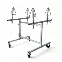 Chariot de peinture métallique à 4 cônes pour jantes, support rotatif sans contact avec barres réglables en hauteur pour cabine de peinture et retouche