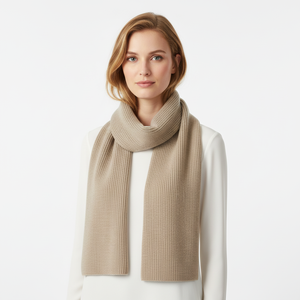 وشاح شتوي طويل من الصوف والكشمير عالي الجودة، ناعم وأنيق وفاخر، محبوك وسميك، بلون الكاكي، تصميم راقي للحفاظ على الدفء، مع إمكانية وضع شعار مخصص - Product Image 5