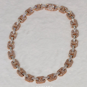 Cadena Cubana de Oro Sólido de 14K con Diamantes Cultivados en Laboratorio, Color Blanco, Estilo Elegante, Certificada, para Collar de Lujo Unisex - Product Image 1