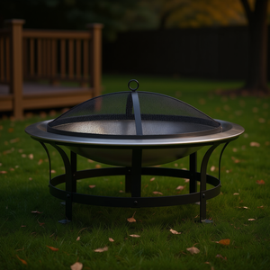 Brasero de Acero Inoxidable para Exteriores de 29.9 Pulgadas con Parrilla, Diseño Moderno para Leña, Uso Independiente - Product Image 2