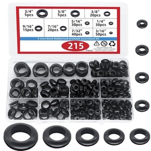 ชุดยางร้อยสายไฟ 215 ชิ้น 9 ขนาด สีดำ EPDM ป้องกันสายไฟ ปิดผนึกไฟฟ้า - Product Image 1