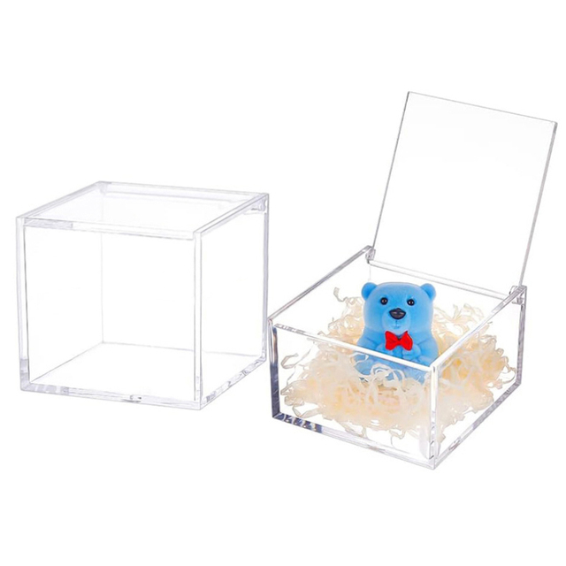 Wholesale Small Clear Acrylic Box Square Cube Containers with Lid Custom Acrylic Storage Box for Candy Pill and Tiny Jewelry