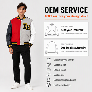 Custom Letterman Varsity <b>Jacket</b> <b>Men</b> Leather Sleeve Chenille Patch Wool Blend Colorblock <b>Baseball</b> Bomber Coat - Product Image 2
