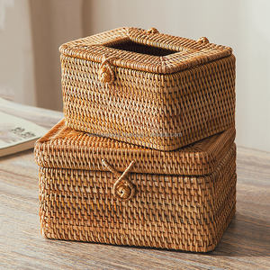 Hot Sale Rattan Rectangle <b>Tissue</b> Box Cover Decorative Woven <b>Facial</b> <b>Tissue</b> Holder with Lid - Product Image 3