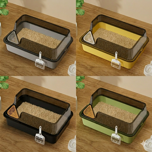 Bac à litière pour chat XXL moderne, extra large, à bords hauts, ouvert, anti-éclaboussures, en plastique, pour chats de grande taille - Product Image 6