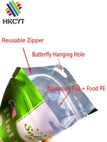 Sacs alimentaires Pochette debout Échantillon gratuit Feuille d'aluminium Snack Candy Plastique Étanche Boîte à gâteau en or avec fenêtre Sécurité LDPE Accept