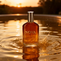 Flacon de parfum personnalisé en verre transparent plat de 50 ml, emballage de luxe vide avec surface givrée mate, bouchon et boîte électroplaqués, OEM ODM