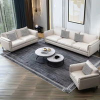 Canapé modulaire sectionnel blanc minimaliste moderne européen, design simple pour salon, matériaux en tissu velours et cuir, salle à manger