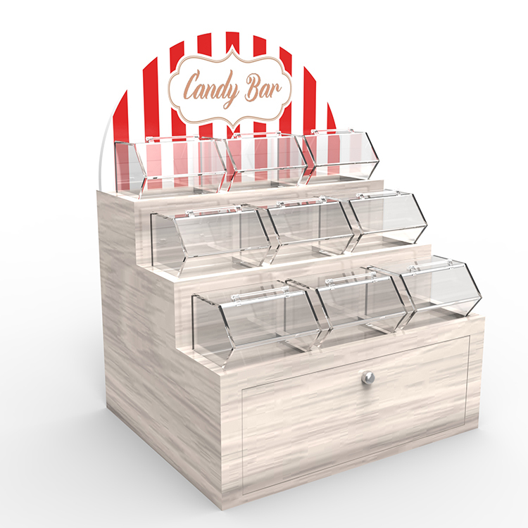 Modern Wooden Tabletop Candy Display Rack Newly Arrived Wooden Display Stand for Supermarket Store Ideas — view 5