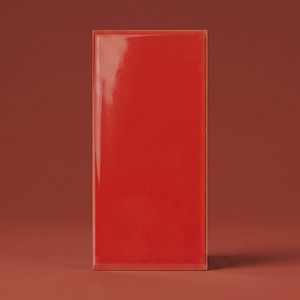 Piastrella rossa pura lucida 7,5x15 cm con bordi irregolari per pareti e pavimenti - Product Image 1