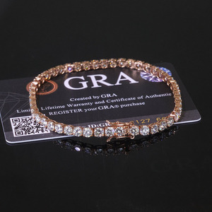 Bracelet Tennis Unisexe en Argent S925 Plaqué Or 18K avec Moissanite GRA, Style Urbain, Chaîne Simple Rangée, Effet Givré - Product Image 5