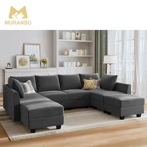 Divano minimalista divano a forma di U divano da soggiorno componibile cloud componibile set moderno per il tempo libero in tessuto divano componibile