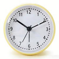 Réveil analogique minimaliste en plastique jaune clair de 4 pouces avec affichage à aiguilles, alarme crescendo et veilleuse pour la décoration
