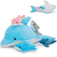 Zachte oceaandieren dolfijn knuffels, oceaan knuffels, blauwe knuffels, knuffeldieren voor kinderen en zeedieren