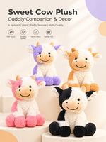 Boneka Sapi Plush Custom Logo Grosir untuk Dekorasi Buket 22cm, Boneka Plush Lucu dan Lembut, Hadiah untuk Bunga