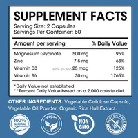 Capsules de glycinate de magnésium et de zinc 500mg 120 gélules végétales, haute absorption, sans OGM, sans gluten, pour la relaxation musculaire et mentale, en vrac, OEM