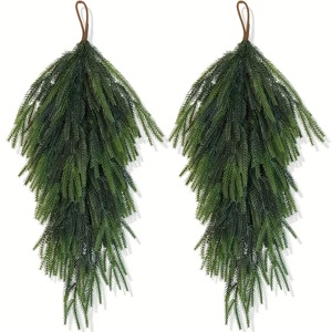 Guirlande de Noël artificielle en <span class=keywords><strong>sapin</strong></span> noble, verdure de pin au toucher réel, guirlande suspendue en forme de larme pour porte d'entrée, cheminée, décoration de fêtes - Product Image 2