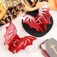 Pinces à cheveux gothiques en forme de chauve-souris, pinces à cheveux creuses en forme de chauve-souris rouges, noires et argentées pour les fêtes d'Halloween, accessoires pour cheveux pour femmes