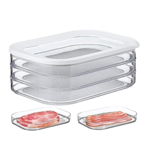 Boîtes hermétiques pour le stockage de la viande de <span class=keywords><strong>charcuterie</strong></span> Récipients de stockage d'aliments en plastique PP pour réfrigérateur et <span class=keywords><strong>bacon</strong></span> avec couvercles empilables - Product Image 3