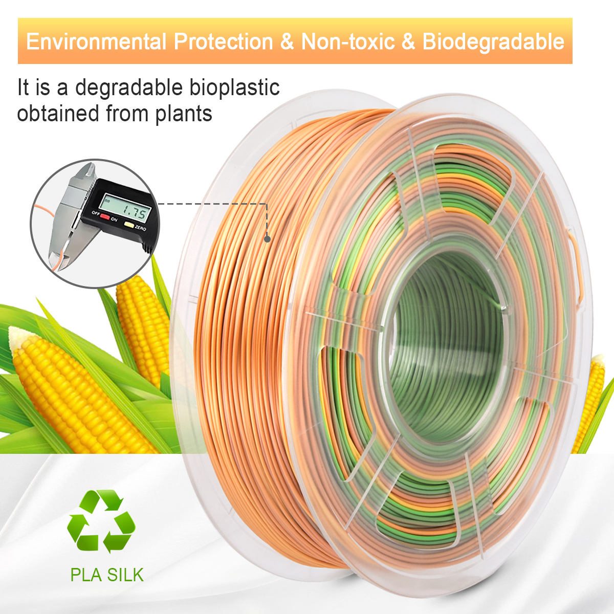 PLA soie arc-en-ciel 1.75Mm impression 3D Filament Pla multicolore