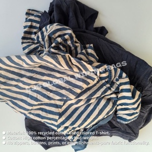 Trapos de camiseta de colores mezclados, trapos de tela recuperada, piezas cortadas, 100% algodón, trapos industriales para limpieza - Product Image 4