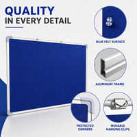 Tableau d'affichage mural en feutre bleu avec cadre en aluminium, panneau d'affichage pour bureau, école et maison
