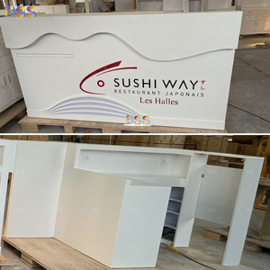 Banco Sushi prezzo all'ingrosso bianco acrilico pietra Led Light Cafe gelato giapponese ristorante Sushi Bar Interior Design - Product Image 5