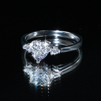 Bague de Fiançailles et de Mariage pour Femme en Argent 925 avec Moissanite 3 carats couleur D VVS, taille Cœur Romantique, passe le test du stylo de test