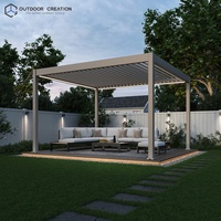 Pergola de jardin en alliage d'aluminium avec revêtement en poudre antirouille et auvent rétractable pour jardin résidentiel, patio, cour