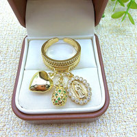 CH-LHR02250 Wunderschöner vergoldeter CZ-Blumen-/Elefanten-Charm-Ring, verstellbar, Großhandel, vergoldete Damen-CZ-Charm-Anhängerringe, Uhr