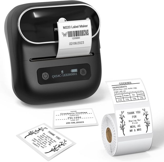 Custom Label Printer M220 Thermal Label Maker Machine Business Label Printer Sticker Printer for Labels/stickers/logos Printing