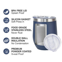 Vaso Térmico Personalizado para Vino de 12 oz de Acero Inoxidable de Doble Pared Sin Tallo con Aislamiento al Vacío en Forma de Huevo y Tapa