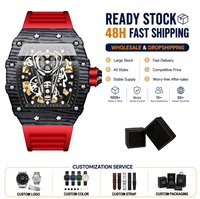 Montres mécaniques de luxe pour hommes, résistantes à l'eau, mouvement automatique, boîtier de 42mm, verre enduit, bracelet en Silicone, montre lumineuse