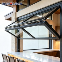 Fenêtres pliantes verticales en aluminium résistantes aux intempéries RICHOCEAN pour restaurant, verre trempé, cadre fin, fenêtre de bar pliante vers le haut