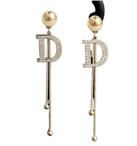 KARATS Women's Sterling <b>Silver</b> 925 Drop <b>Earrings</b> Custom Names Moissanite Tassel Design-Trendy Fashion Jewelry for Anniversary - Product Image 1