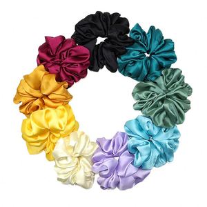 Nouveaux Grands Chouchous en Soie Satinée, Style Européen et Américain, Couleur Unie, Élégants, Élastiques, 15 cm, pour Femmes - Product Image 1