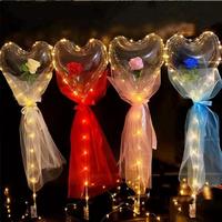 Bouquet de roses lumineuses à LED, ballon Bobo à ouverture large de 22 pouces, ballon à bulles lumineux avec une rose à l'intérieur et des lumières à piles