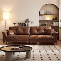 Canapé italien minimaliste en cuir véritable Nebula, ligne droite, style Mid-Century, pour petit espace, en cuir de vachette pleine fleur noir, ensemble de canapés