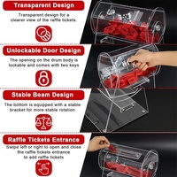 Boîte de tirage au sort transparente en acrylique avec 200 tickets, capacité jusqu'à 2 000 tickets, portable