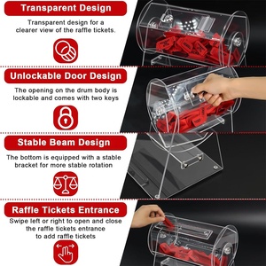 Caja giratoria de acrílico transparente para sorteo con 200 boletos, capacidad para hasta 2000 boletos, portátil - Product Image 5