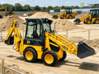 Chargeuse-pelleteuse compacte 4x4 JCB 1CX d'occasion, modèle 2023, certifiée CE EPA EURO 5, avec moteur Kubota et pompe Eaton avec roulement de boîte de vitesses
