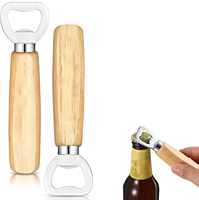 Ouvre-bouteille en acier inoxydable en gros avec manche en bois, cadeaux promotionnels publicitaires, impression de logo personnalisée sur ouvre-bouteille