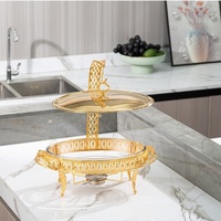Ensemble de chauffe-plats en métal en forme d'œuf en acier inoxydable de qualité supérieure chauffe-plats en verre avec finition dorée pour plat de cuisson