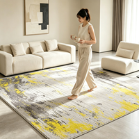 Grey Blue Watercolor Art Pattern Stain Resistant Bedroom Floor Rug