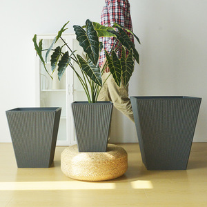 <strong>Square</strong> <strong>Large</strong> Diameter Vertical Stripes Breathable Durable Flower Pot Plant All-match Thickened Indoor Balcony Paradise <strong>Planters</strong> - Product Image 3