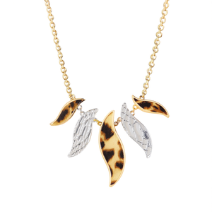 Collier pendentif tendance en acier inoxydable 316L plaqué or PVD, design feuille durable et résistant - Product Image 2