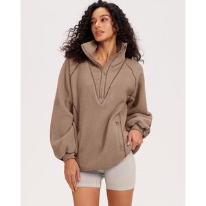 Sudadera con capucha y cremallera de un cuarto de FOXA para mujer, de forro polar suave, estilo oversize, tops de moda para otoño - Product Image 6