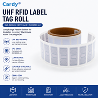 Étiquette RFID UHF Cardy en rouleau 860-960 MHz EPC Gen2 ISO18000-6C, autocollant passif longue portée pour la logistique, l'inventaire et la gestion des actifs d'entrepôt