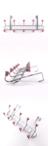 Pink Grip 5 <b>Hooks</b> Metal <b>Over</b> <b>Door</b> Hanger Practical Clothes Storage Rack For Household Use - Product Image 4